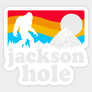 Jackson Hole Wyoming Bigfoot, Mountain Hiking Sasquatch Retro Sticker